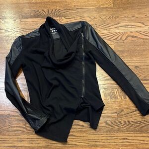 Blank NYC Black Asymmetrical MIXED media Jacket, XS, minimal, edgy, basic, cool